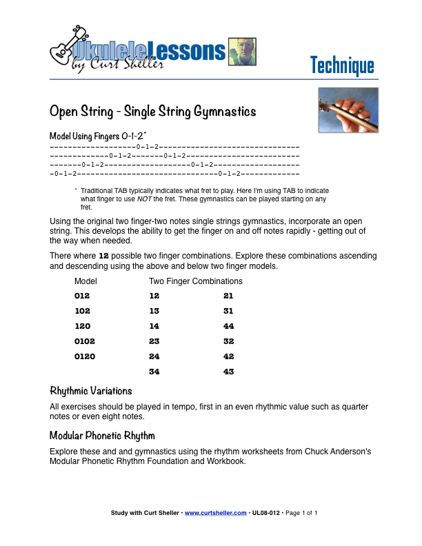 Open String, Two Finger Single Strings Fingering Drills