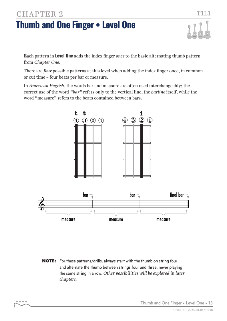 Alternating Thumb Style, Thumb and One Finger - Level One