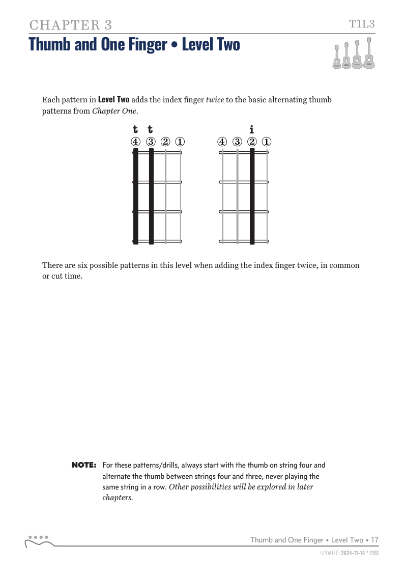 Alternating Thumb Style, Thumb and One Finger - Level Two