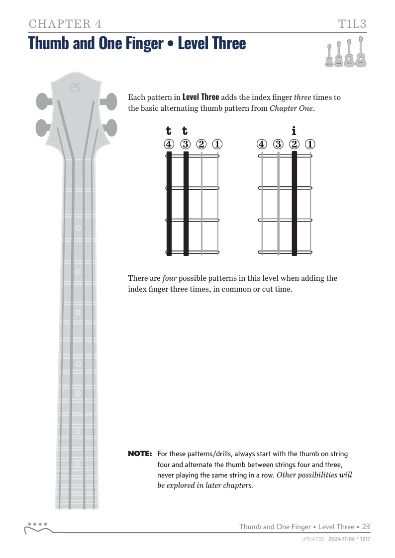 Alternating Thumb Style, Thumb and One Finger - Level Three