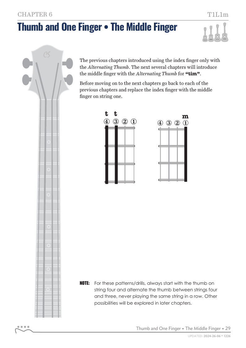 Alternating Thumb Style, Thumb and One Finger - The Middle Finger