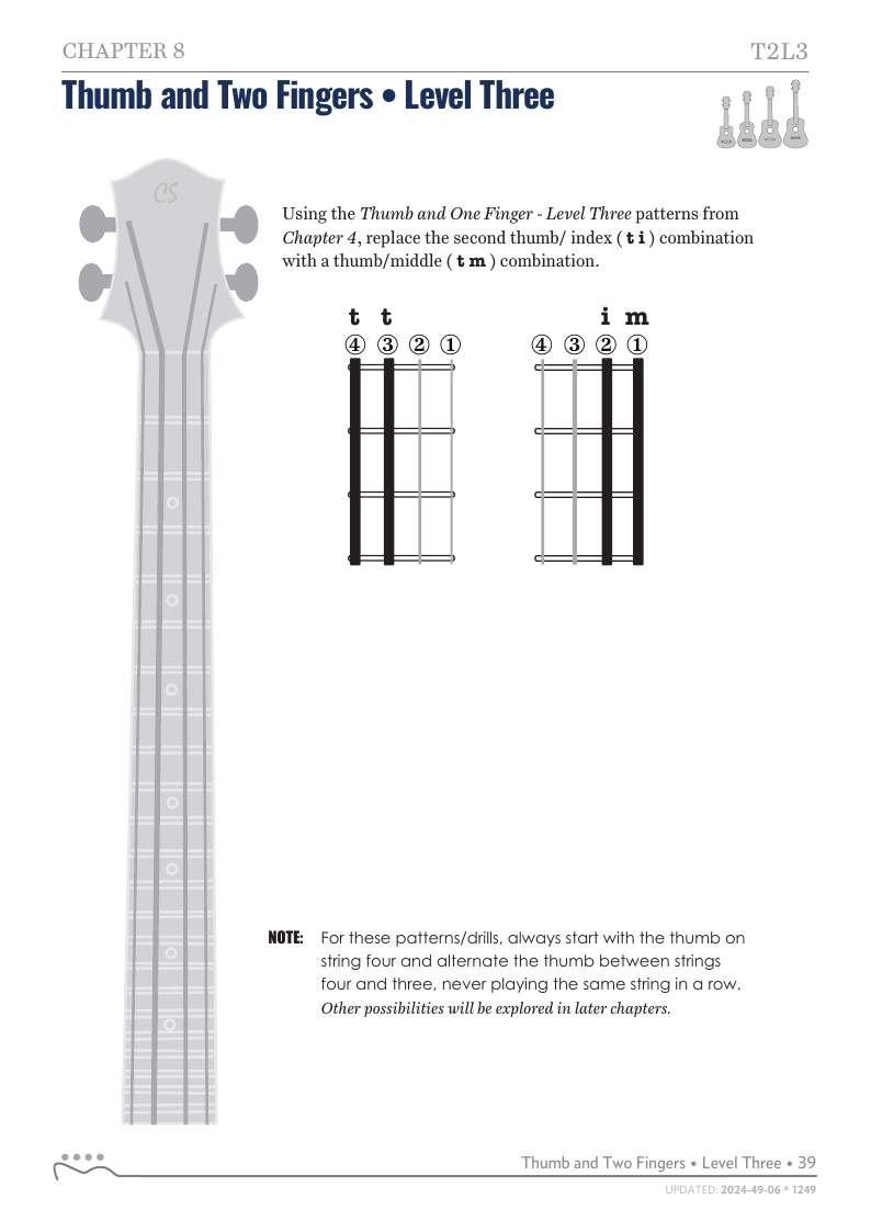 Alternating Thumb Style, Thumb and Two Fingers - Level Three