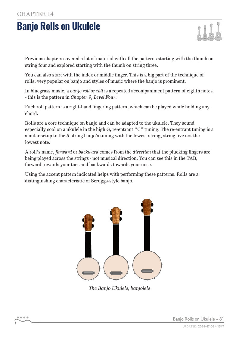 Alternating Thumb Style, Banjo Rolls on Ukulele